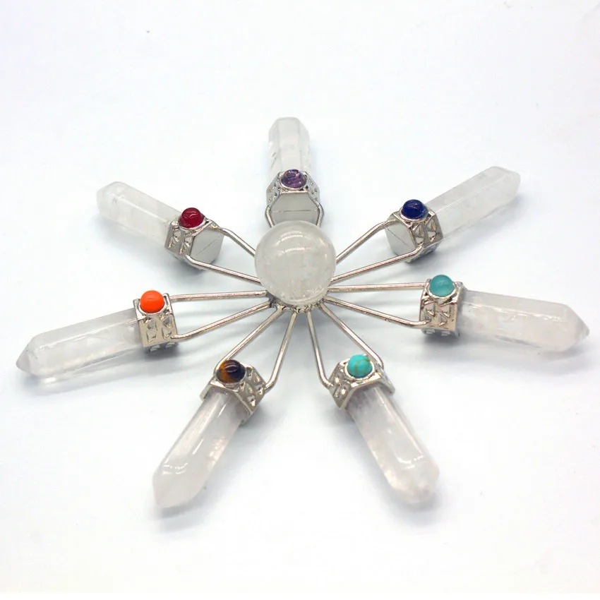

Trendy-beads Natural Rock Crystal Silver Plated Energy Transmitter Chakra Pendant For Valentine's Day