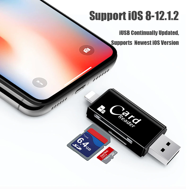 3 In 1 SD TF Card Reader Lightning Micro USB 2 0 3 0 Compatible Adapter 4