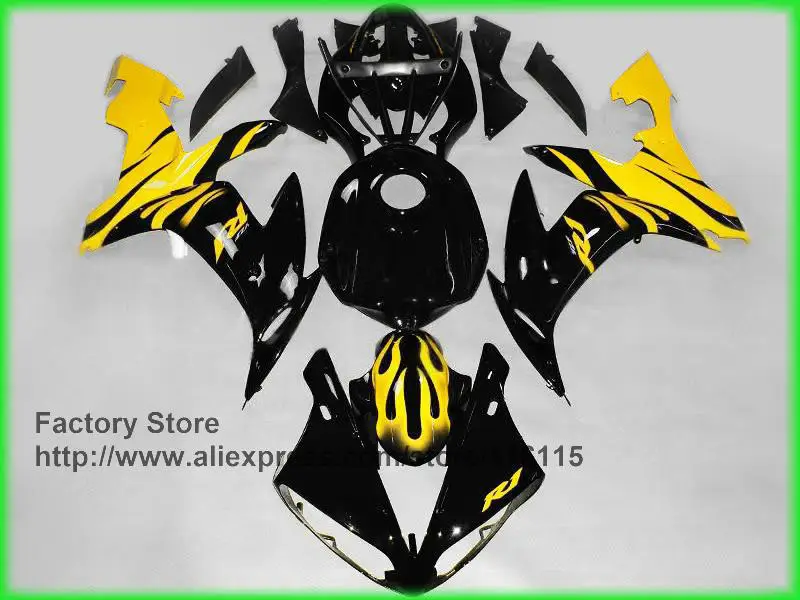 Комплект обтекателей MOTOMARTS с желтым пламенем для YAMAHA Обтекатели YZF R1 2004 2005 2006 yzf r1 04