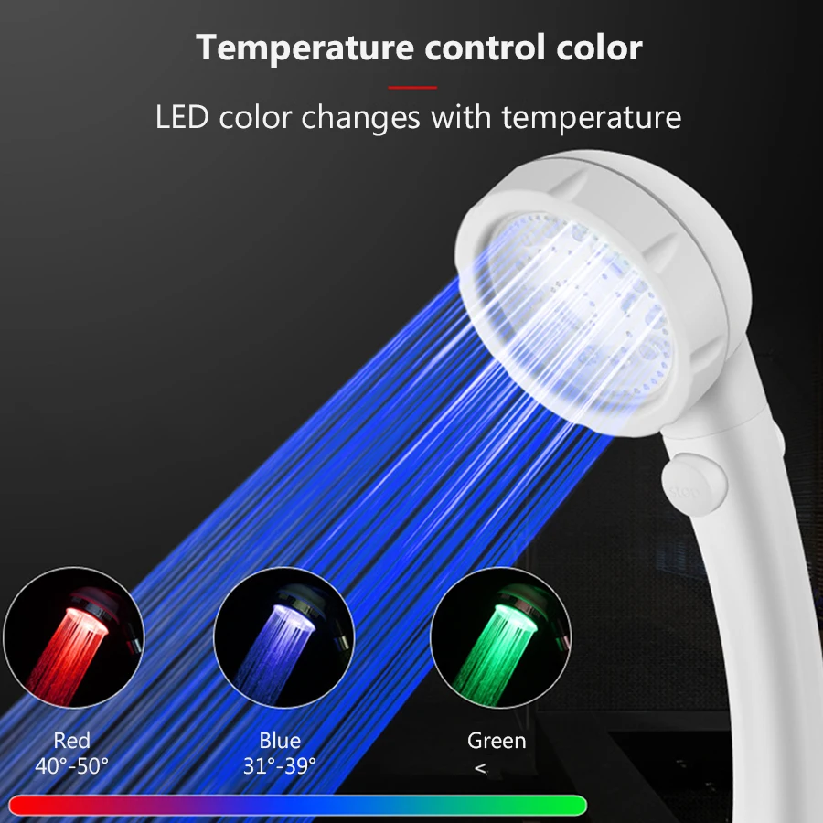 Светодиодный душ под давлением водосберегающий контроль температуры красочный ручной Большой Дождь душ одна кнопка водостопа воды