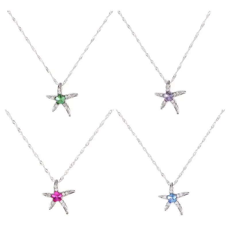 

Fashion Necklaces for Women 2018 Crystal Marine Life Chain Star Pendent for Women Statement Simple Long Sweater Chain Necklaces