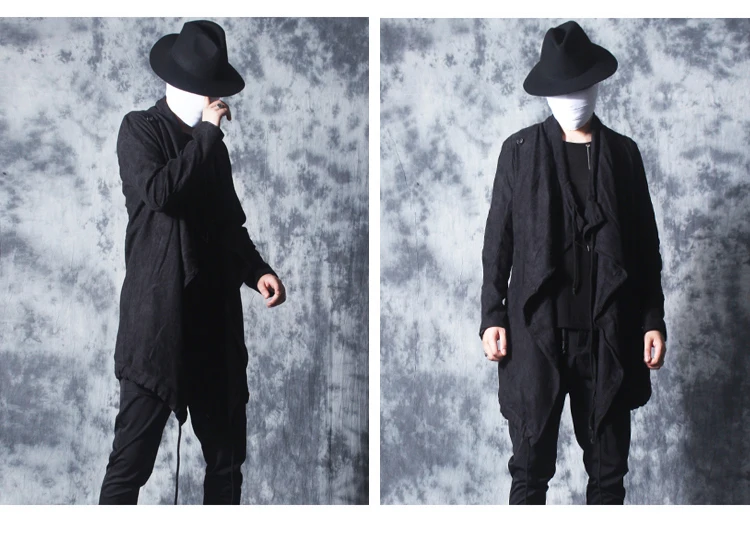 New Windbreaker Men's Long Dark Black Wizard Cloak Coat Robes Trench Coat Men Mens Gothic Fashion Rompeviento Larga Hombre