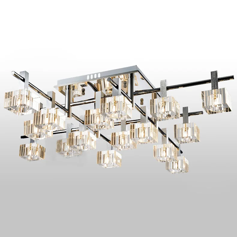 Modern Luxury Striated Square Crystal Living Room Ceiling Lights Living Room Ceiling Lights