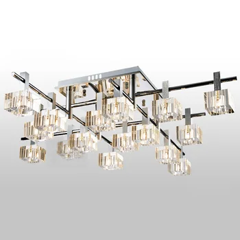 

Modern Luxury striated Square Crystal Living Room Ceiling Lights European Dining Room Restaurant Ceiling Lighting Fixtures