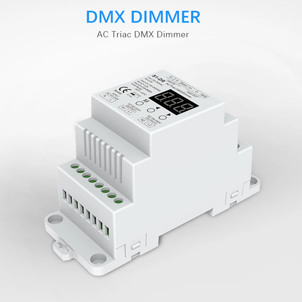 Диммер AC220V 2 канала Triac DMX диммер на din-рейку AC110V 288 Вт DMX диммер, двухканальный силиконовый DMX 512 контроллер S1-DR