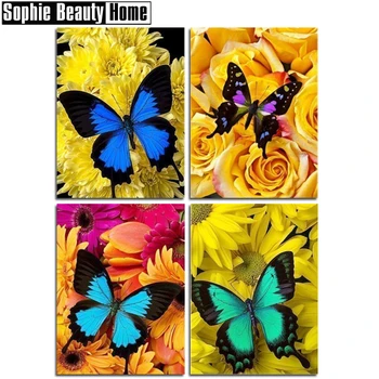 

Full 5D DIY Diamond Painting Cross Stitch Butterfly&Flowers Diamond Embroidery Animal Pattern Diamond Mosaic Needlework 191025