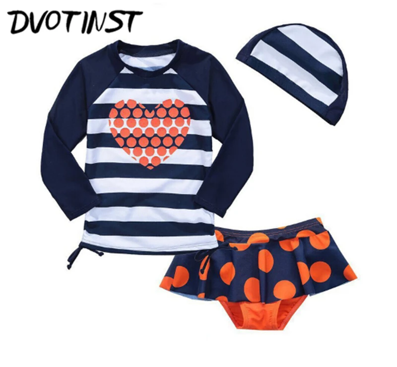 Dvotinst Одежда для маленьких девочек летний купальный костюм топы + шорты + Шапки Плавание одежда Плавание ming спа-бассейн для купания, сёрфинга