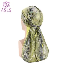 Унисекс крокодиловый принт шелковистый дюраг тюрбан шляпы парики дюраги Doo Rag головной убор банданы Байкер пиратская шляпа аксессуары для волос