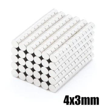 

500pcs N35 4x3mm super strong process rare earth magnetic cubic magnet small magnetic steel iron boron strong magnetic disc 4X3