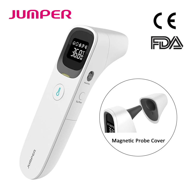 

JUMPER Baby Adults Non-Contact Infrared Thermometer Forehead Ear Digital Thermometer LCD display Magnetic Probe Cover JPD-FR409