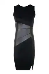 Пикантные Для женщин тонкий Высокая Талия Bodycon кожа Вечеринка Клубная одежда Черный Карандаш Мини-Платье