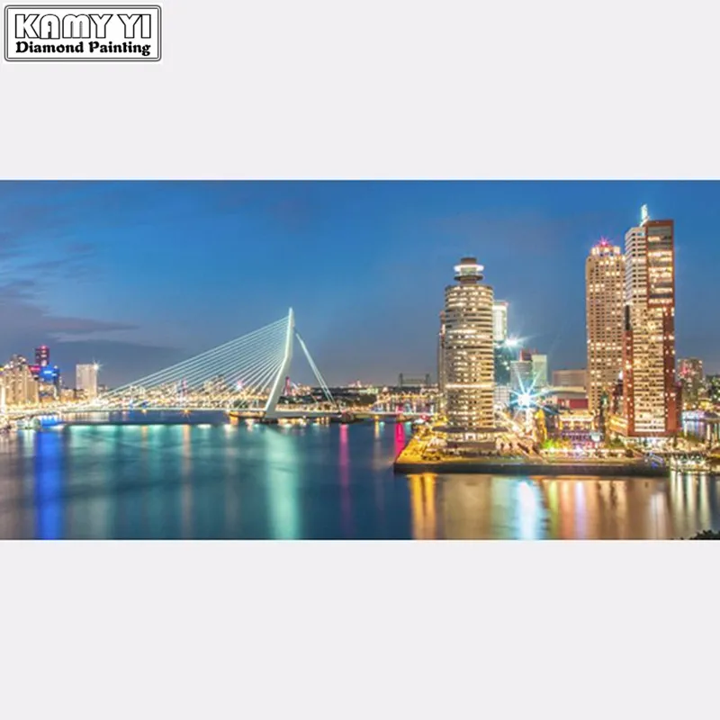 5d diy Diamond embroidery Rotterdam skyline diamond painting Cross Stitch full square drill Rhinestone mosaic decor_