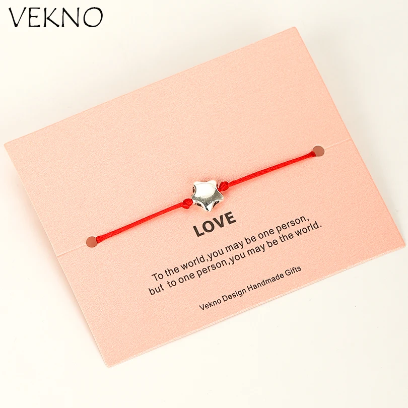 

VEKNO Lucky Red String Silver Star Bracelet for Women Men Kinds Adjustable Beads Wish Handmake Bracelets Bangles Couple Jewelry