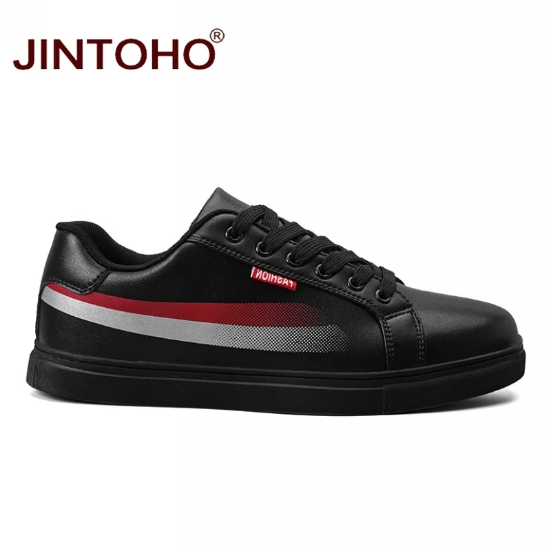 JINTOHO New Men Sneakers Outdoor Skateboarding Shoes Men Leisure Shoes Black Leather Sport Shoes Brand Men Leather Sneakers