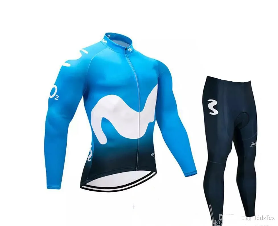 Зимний флис чемпион мира Алехандро Вальверде Велоспорт Джерси наборы теплая ткань Ropa Ciclismo Майо гелевая подкладка - Цвет: blue no bib fleece