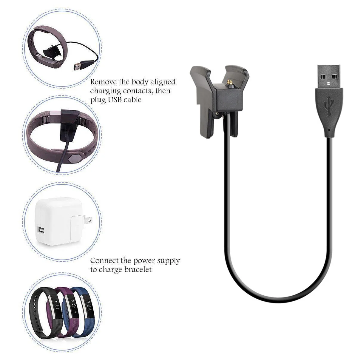 

Tracker Replacement USB Charger Charging Cable Cord for Fitbit Alta Smart Watch 12.25