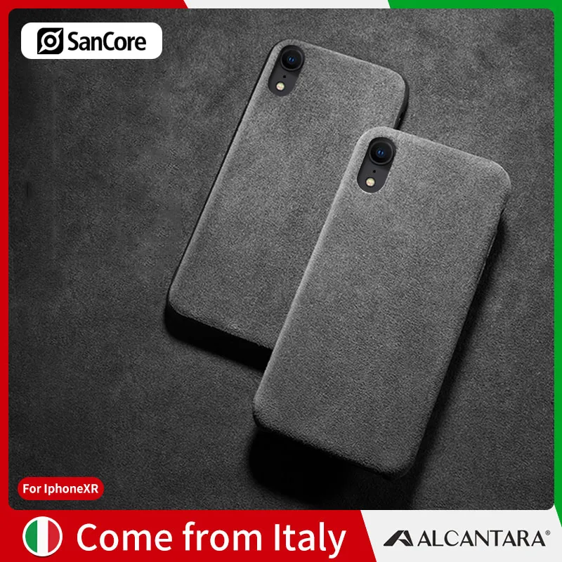 

SanCore iPhoneXR phone Case Leather cover ALCANTARA fasion Business Anti-fall leather luxury premium cellphone Case