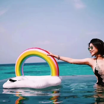 

Inflatable Swimming Pool Float Ice Bucket Rainbow Cloud Cup Holder Beer Drink Table Bar Tray Summer Party Toys Beach Accessories