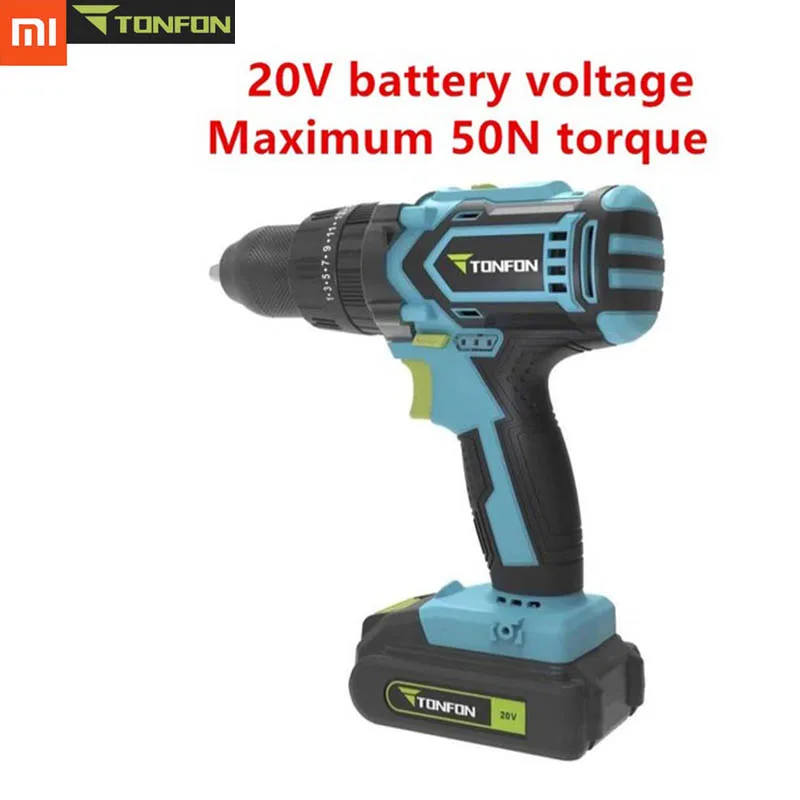 

New Xiaomi Mijia Tonfon Wireless Electric Cordless Drill Impact Power Driver 12V/20V Battery 2 Speed Forward Reverse Rotation