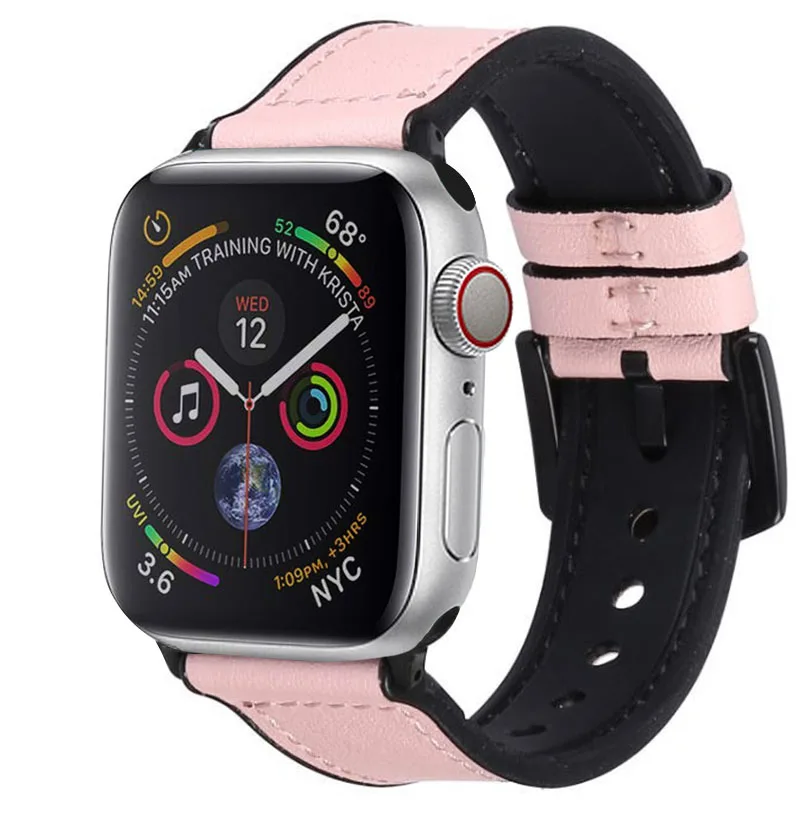 Силиконовые кожаные ремешки Crazy Horse для Apple Watch 38 мм 40 мм 42 мм 44 мм Мягкие резиновые Ремешки для наручных часов iwatch Series 5 4 3 2 1