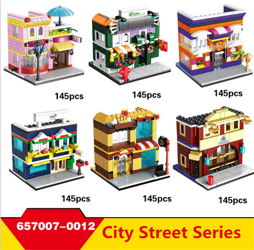 Architecture blocks Mini shop series warm color style food shop street