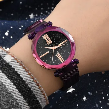 

New Fashion 2019 Ladies Wrist Watches for Women Rose Gold Magnet Starry Sky Diamond Quartz Watch Clock Ladies Watch Reloj Mujer