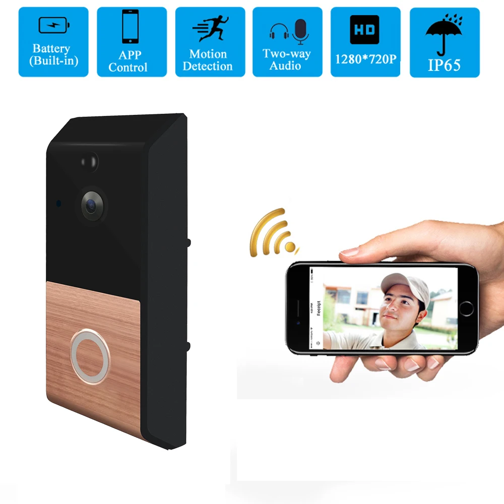 

FDBRO Wireless IP Doorbell With 720P Camera Video Phone WIFI Door bell Night Vision IR Motion Detection Alarm Security Doorphone