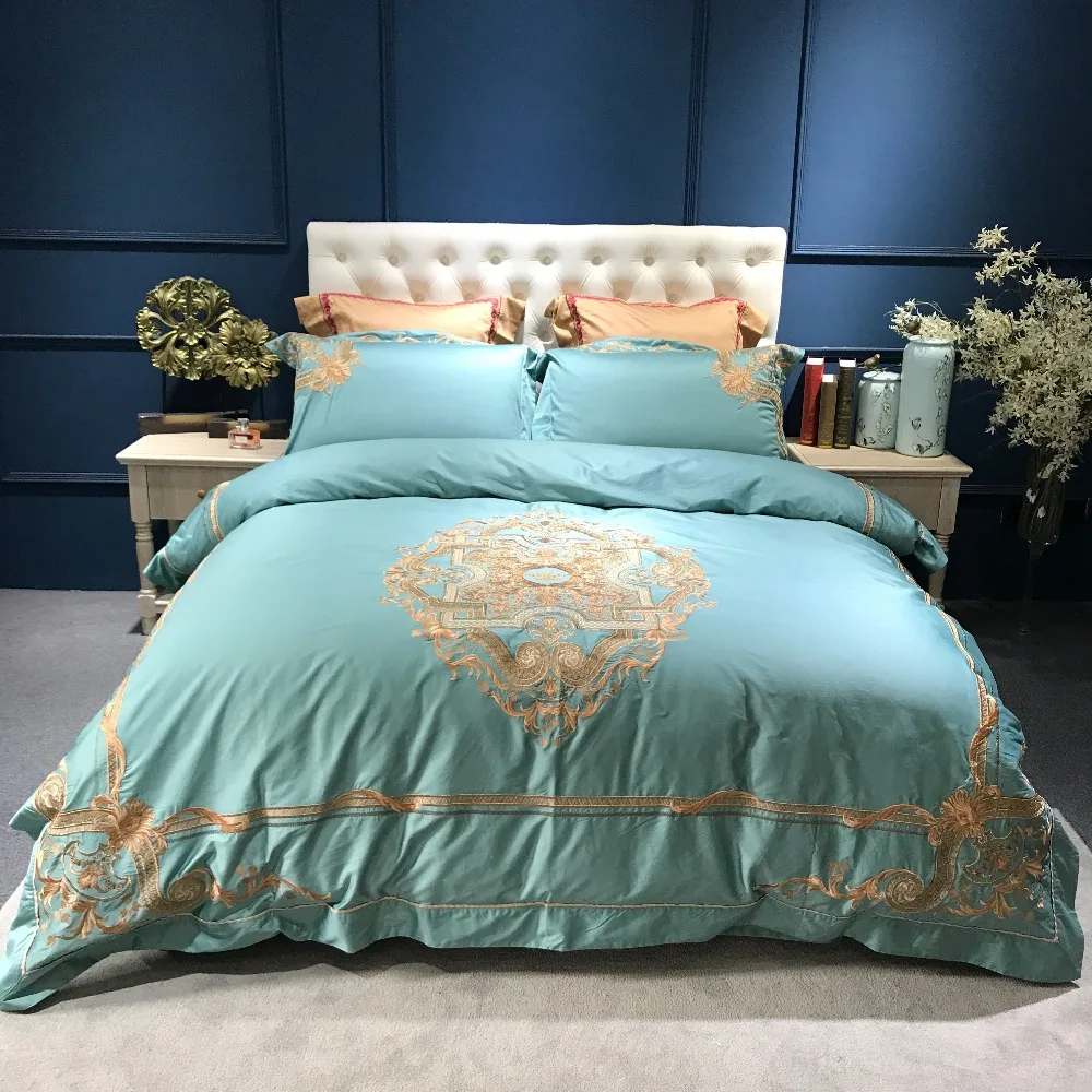 New Europe luxury Embroidery Bedding Sets 100 Egypt Cotton 100s Duvet