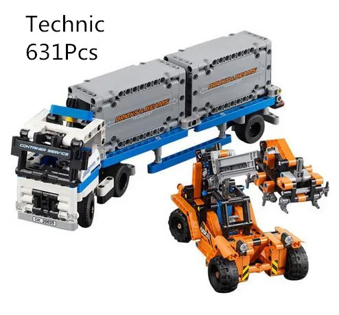 

CX 20035 631Pcs Model building kits Compatible with Lego 42062 the Container Trucks and Loaders Set Brick figure toy for childre