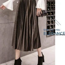 Новые плиссированные юбки половинной длины половина-длина юбка для зимы Для женщин вечерние Повседневная юбка