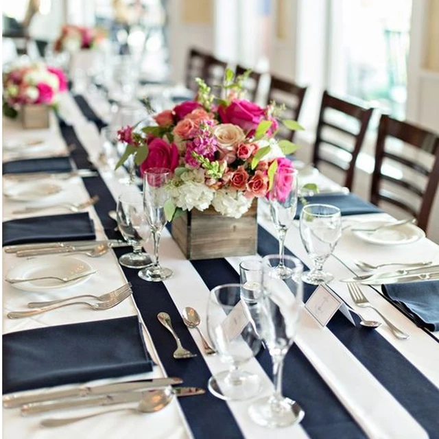 Black and white striped table runner pussy photo 46