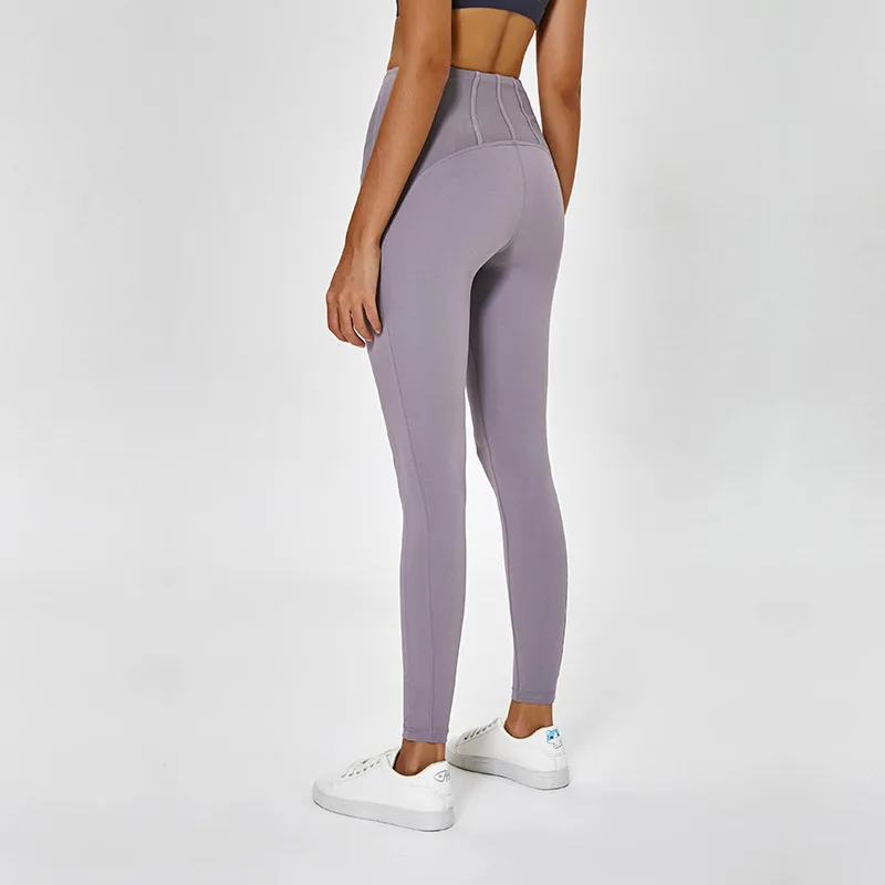 

Comfortable Nylon Spandex Yoga Pants Women High Waist Back Mesh Pocket Gym Leggings 4 Way Stretch Compression Running Pants