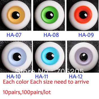 

FREE SHIPPING 8MM TO 24MM Glass eyes for bjd dolls 100PAIRS/LOT