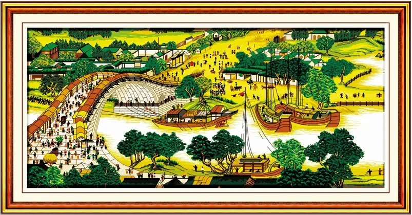 

Riverside Scene at Qingming Festival(4) (exquisite edition) cross stitch kit Chinese print embroidery DIY handmade needlework