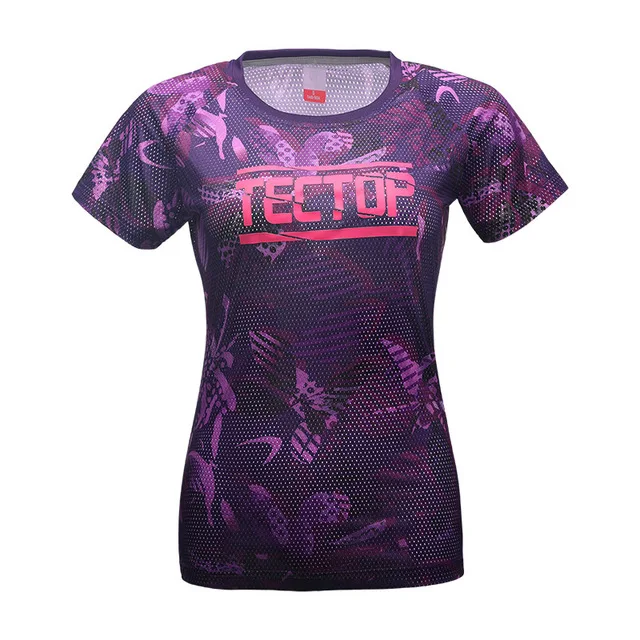 TECTOP лето на открытом воздухе Бег устойчивы к ультрафиолетовому излучению Футболки для женщин Для женщин быстросохнущая стрейч дышащая Пеший Туризм женские камуфляж футболка Топы корректирующие - Цвет: Фиолетовый