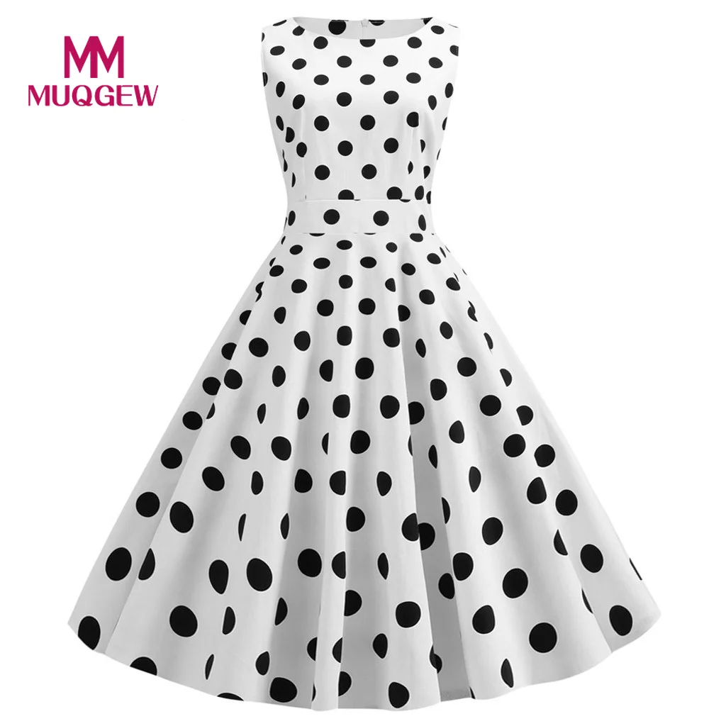 

Women Vintage Swing 50s Housewife Casual Evening Party Prom vestido lunares Dress vestidos de fiesta de noche Summer Dress