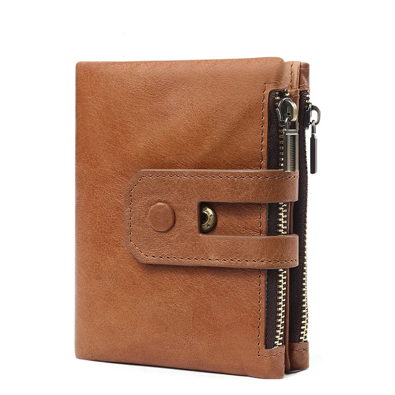 

Genuine Leather Retro Men Short Wallets High Quality Brand Design Male Hasp Walet Card Holder for Men's Purse 2019 New Fashion