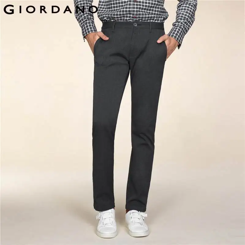 Giordano Men Pants Mid Rise Tapered Pants Casual Zip Fly