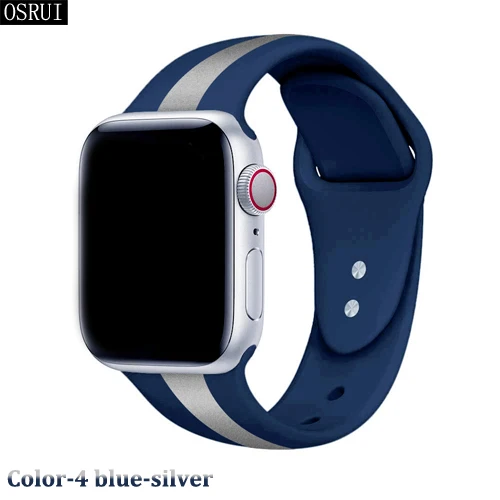 42 мм 38 мм ремешок для apple watch band correa 44 мм 40 мм спортивный силиконовый iwatch 4 3 2 браслет pulseira apple watch аксессуары - Цвет ремешка: 4 blue silver
