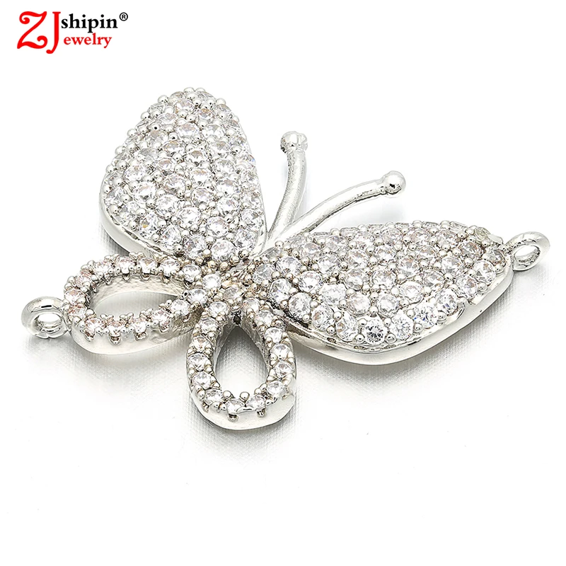 

New micro inlaid zircon CZ butterfly shape jewelry connector accessories suitable for DIY bracelet necklace jewelry production