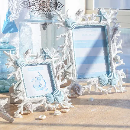 

4/6 Inch Heart-Shaped Photo Frame Nordic Style Creative Coral Shell Resin Photo Frame Wedding Gift Photo Home Decoration ZM165