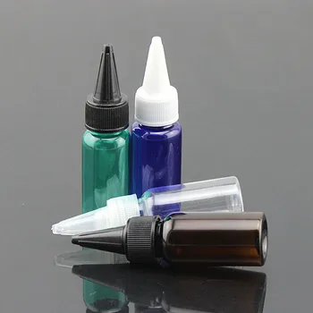 

100 X 15ml Assorted Color Plastic PET Nipple Bottles Portable Aqueous Solutions Jar with Long Nose Lid