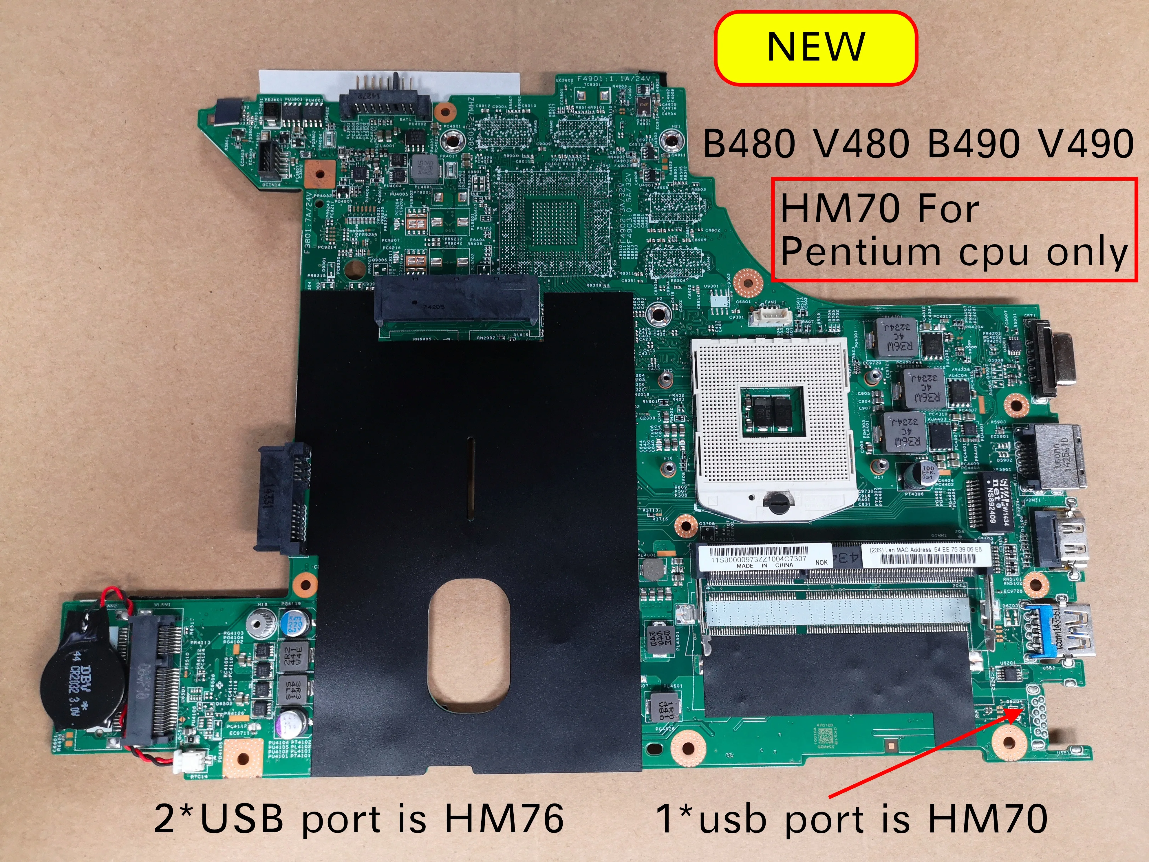 Оригинальная новая протестированная материнская плата для ноутбука Lenovo B490 B480 V480