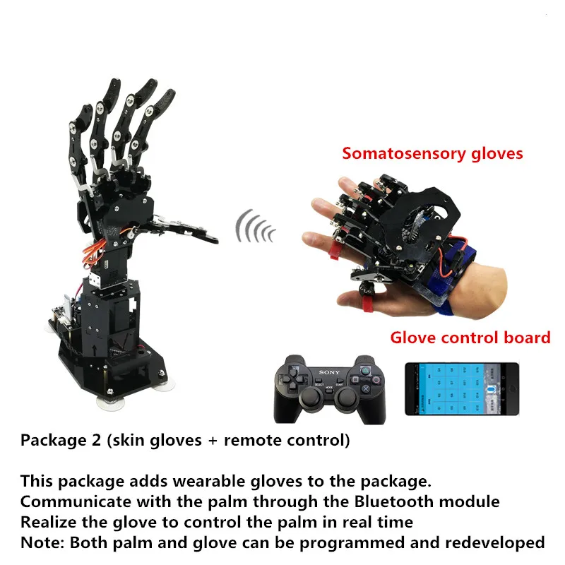 Clearance Bionic palm synchronous wearable somatosensory gloves DIY remote control robot manipulator robotic arm set arm hand finger palm 4