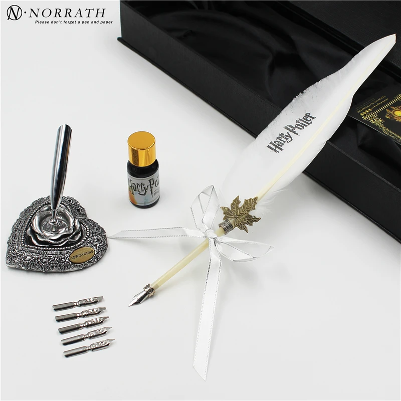 Harry Potter White Owl Vintage Feather Fountain Pen Iuxury Gift Box