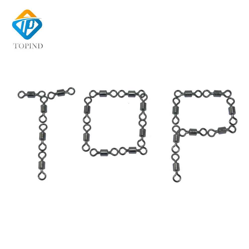 Topind 50pcs Fishing Swivels Rolling Swivel Connector Rolling Swivel Barrel Ball Bearing Solid Rings Solid Ring LB Lures Connector Sea