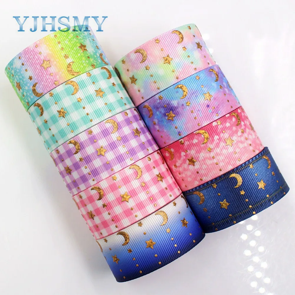 YJHSMY G-18808-849 25 мм 10 ярдов лазерная Венера Луна печать grosgrain лента DIY головной убор