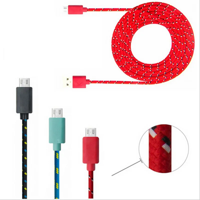 1 м 2 3 Горячие Продать Нейлон Плетеный Ткань Micro USB Кабели зарядное устройство