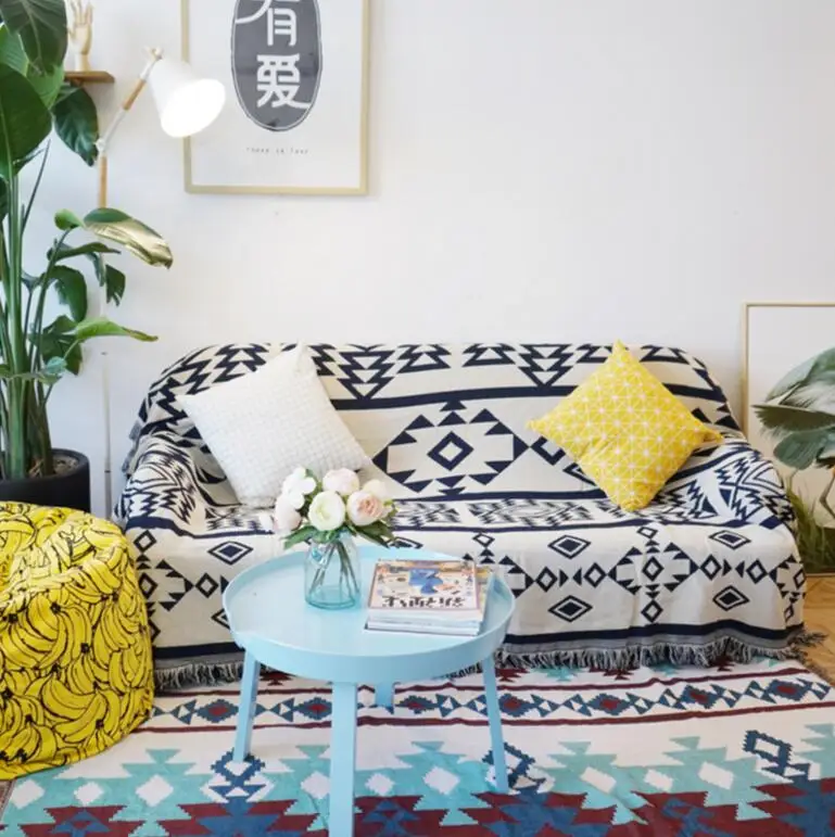 Ковер Kilim в богемном стиле 100% хлопок экзотическое геометрическое постельное
