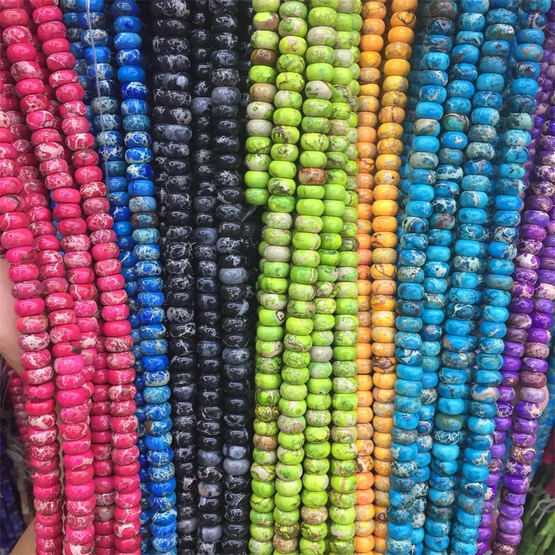 

Sea Sediment Imperial Jasper Natural Stone Blue Green Red Yellow Orange Black Lake Blue Rose Red Turquoise For Jewelry DIY Make